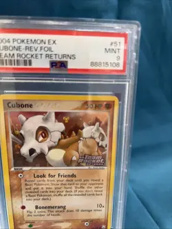 2004 POKEMON EX TEAM ROCKET RETURNS #51 CUBONE-REVERSE FOIL PSA 9 - Image 3