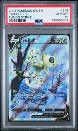2021 POKEMON SWORD & SHIELD FUSION STRIKE #245 FA/CELEBI V FUSION STRIKE PSA 10 - Image 1