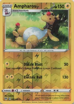 Ampharos 057/189 Rare Darkness Ablaze Pokemon Reverse Holo Near Mint - Image 1