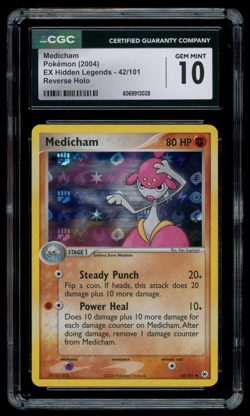 CGC 10 GEM MINT Pokemon Medicham 42/101 EX Hidden Legends Reverse Holo - Image 1