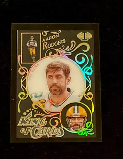 2021 PANINI ILLUSIONS AARON RODGERS KING OF CARDS BLACK SP #’d 16/50! 🧀 - Image 2
