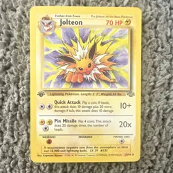 Pokemon Jolteon 1st Edition Base Set 1999 Card Lot 2x English #20/64 - Image 1