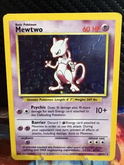 Mewtwo 10/102 Base Set Holo Rare Pokemon Card MP WOTC 1999 Unlimited - Image 1