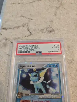 2005 Pokemon EX Vaporeon EX-Holo Delta Species Card #110 PSA 4 VG-EX - Image 2