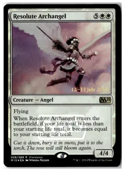 MTG Foil Resolute Archangel - Prerelease Cards Moderately Played English - Image 1