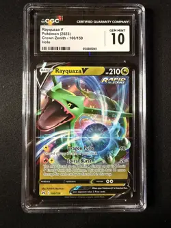 CGC GEM MINT 10 Rayquaza V 100/159 Crown Zenith Ultra Rare Holo Pokemon Card - Image 1
