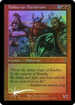 7th Edition MTG FOIL Balduvian Barbarians Magic - Image 1