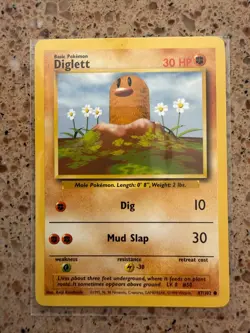 NM 1999 Diglett 47/102 original Pokemon Base Set - Image 1