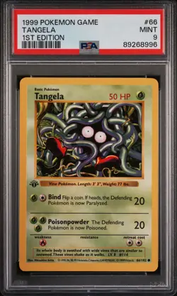 Pokemon Card Tangela 66/102 1st Edition PSA 9 Shadowless Base Set - Image 1