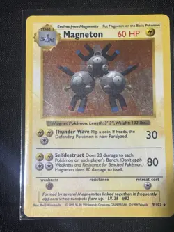 Pokemon Magneton 9/102 Base Set Rare 60 HP Stage 1 1999 Wizards English - Image 1