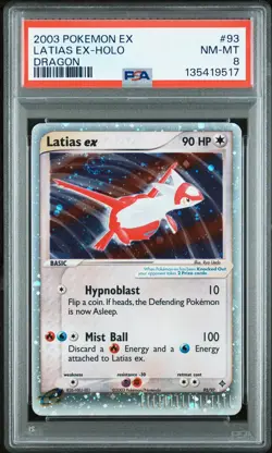 2003 POKEMON EX DRAGON #93 LATIAS EX-HOLO PSA 8 - Image 1