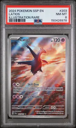 2024 POKEMON SSP EN-SURGING SPARKS ILLUSTRATION RARE #203 LATIOS PSA 8 - Image 1