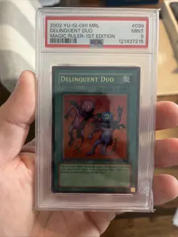 2002 Yu-Gi-Oh! MRL-039 1st Edition Delinquent Duo - PSA 9 MINT - Image 1