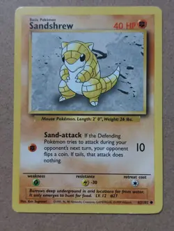 Sandshrew 62/102 Base set Pokemon Card - Image 1