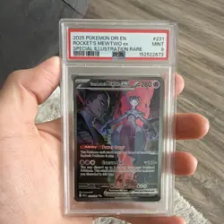Pokemon Team Rocket's Mewtwo ex Special Illustration Rare Holo 231/182 PSA 9 - Image 1