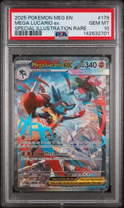2025 POKEMON MEG EN-MEGA EVOLUTION #179 MEGA LUCARIO EX PSA 10 - Image 1