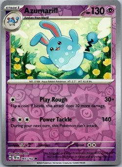 Azumarill 065/162 Common Temporal Forces Pokemon Reverse Holo Near Mint - Image 1