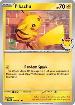 NM-Mint, English - 1 x Pokemon Pikachu - 051/162 - (Pokemon Day 2026) Pokemon Pr - Image 1