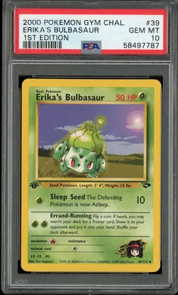 PSA 10 Erika's Bulbasaur 1st Edition Gym Challenge 39/132 Pokemon Card - Image 1
