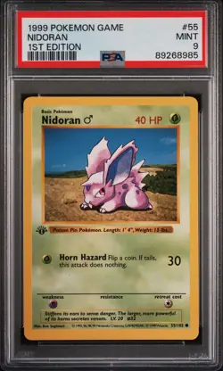 Pokemon Card Nidoran 55/102 1st Edition PSA 9 Shadowless Base Set - Image 1