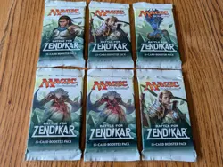 MAGIC THE GATHERING Lot of (6) BATTLE FOR ZENDIKAR Factory Sealed Booster Packs - Image 1