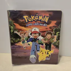 Pokemon Vintage 3 Ring Binder Ash 1999 Pikachu Brock Misty Official Nintendo - Image 1