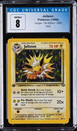 1999 POKEMON JUNGLE 1ST EDITION #4 JOLTEON-HOLO CGC 8 - Image 1