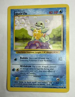 Pokemon Base Set Squirtle Unlimited Common 63/102 “Mint” - Image 1