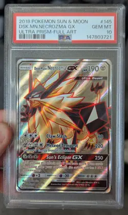 2018 POKEMON SUN & MOON ULTRA PRISM #145 FULL ART/DUSK MANE NECROZMA GX PSA 10💎 - Image 1