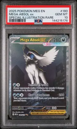2025 Pokemon Mega Evolution #180 Mega Absol Ex Special Illustration Rare PSA 10 - Image 1
