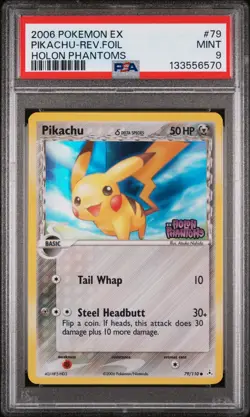 2006 POKEMON EX HOLON PHANTOMS #79 PIKACHU-REVERSE FOIL PSA 9 - Image 1