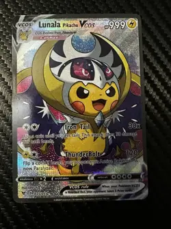 Lunala Pikachu Poncho VCOS Cosplay Custom Holo Shiny FAN ART POKEMON NONTCG - Image 1