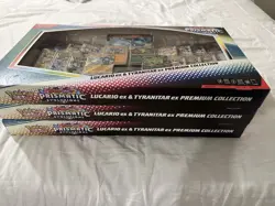 3 x Pokemon Prismatic Evolutions Lucario EX and Tyranitar EX Premium Collection - Image 2