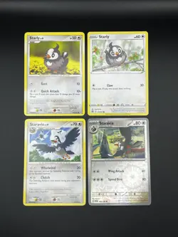 Starly & Staravia, 4 Card Bundle, Mixed Sets, English, Pokemon, HP to NM - Image 1