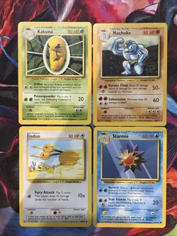 Pokemon TCG Base Set 4 Card Bundle Non Holo 1999 LP Condition No Duplicates - Image 1