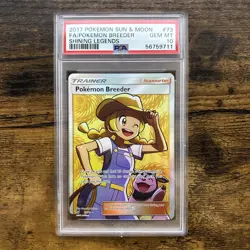 Pokemon Sun & Moon Shining Legends #73 Full Art Pokemon Breeder PSA 10 GEM MINT - Image 1