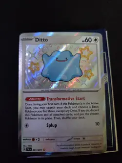 Pokemon TCG Ditto Scarlet & Violet Paldean Fates Holo Shiny Rare Card 201/091 - Image 1