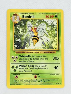 Beedrill 17/102 Base Set WOTC Vintage Pokemon Card - Image 1