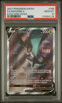 2021 POKEMON SWORD & SHIELD EVOLVING SKIES #196 FULL ART/NOIVERN V PSA 10 - Image 1
