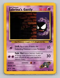 Sabrina's Gastly 96/132 Common Pokemon TCG WOTC Gym Challange Light Play - Image 1