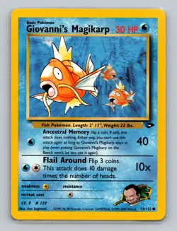 Giovanni's Magikarp 73/132 Common Pokemon TCG WOTC Gym Challange Light Play - Image 1