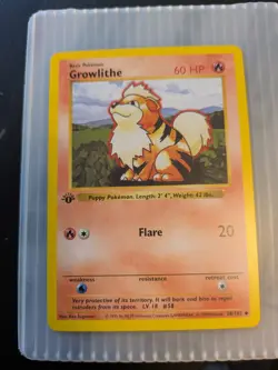 Pokemon Growlithe 28/102 1st Edition, Shadowless - Image 1