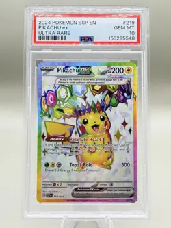 2024 POKEMON SSP EN SURGING SPARKS #219 PIKACHU ex ULTRA RARE PSA 10 - Image 1