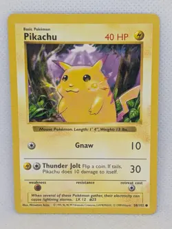 Pikachu 058/102 Base Set (Shadowless) Regular YELLOW cheeks Pokemon TCG rare LP - Image 1
