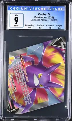 Pokemon - Crobat V Darkness Ablaze Full Art #182 OC TWISTED MISCUT ERROR [CGC 9] - Image 1