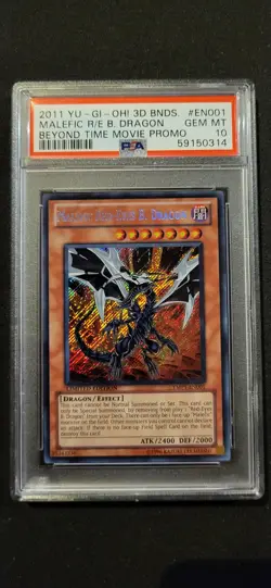 2011 YU-GI-OH! BONDS BEYOND TIME MOVIE PROMO #EN001 MALEFIC R/E B. DRAGON PSA10 - Image 1