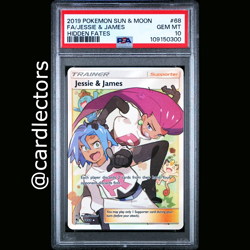 2019 Pokemon TCG Sun & Moon Hidden Fates Jessie & James 68/68 Full Art PSA 10 - Image 1