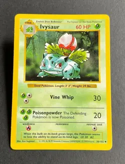 Ivysaur Base Set SHADOWLESS 30/102 Uncommon Pokemon Card NEVER PLAYED - Image 1