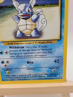 Wartortle Pokemon Card 1999 Base Set Unlimited Uncommon 42/102 Very Light Play - Image 5