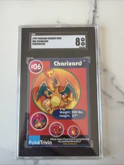 Charizard (Perforated) #6 SGC 8 Burger King 1999 Graded Vintage Pokemon Card - Image 1